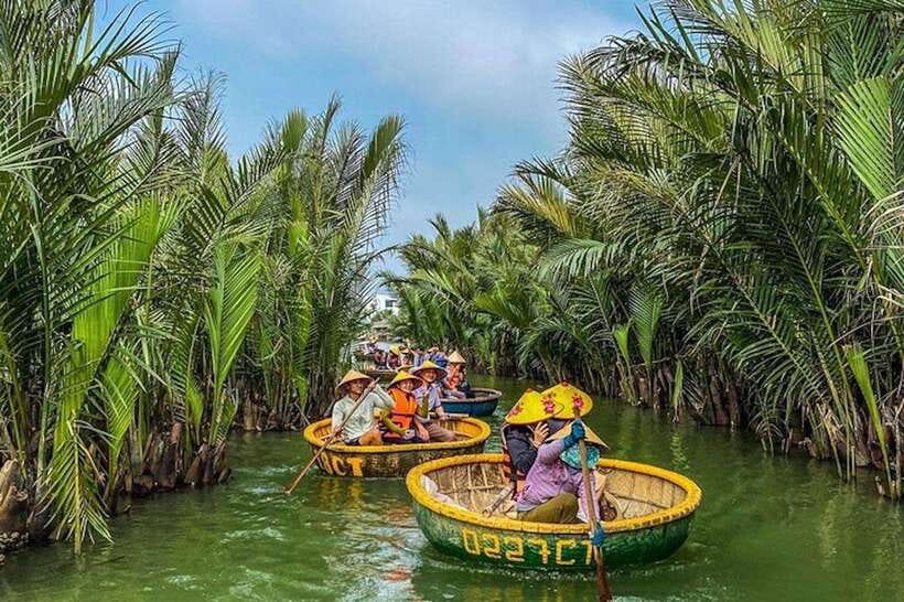 40 Minutes - Basket Boat Ride in the Water Coconut forest - Riding a round bamboo basket boat
