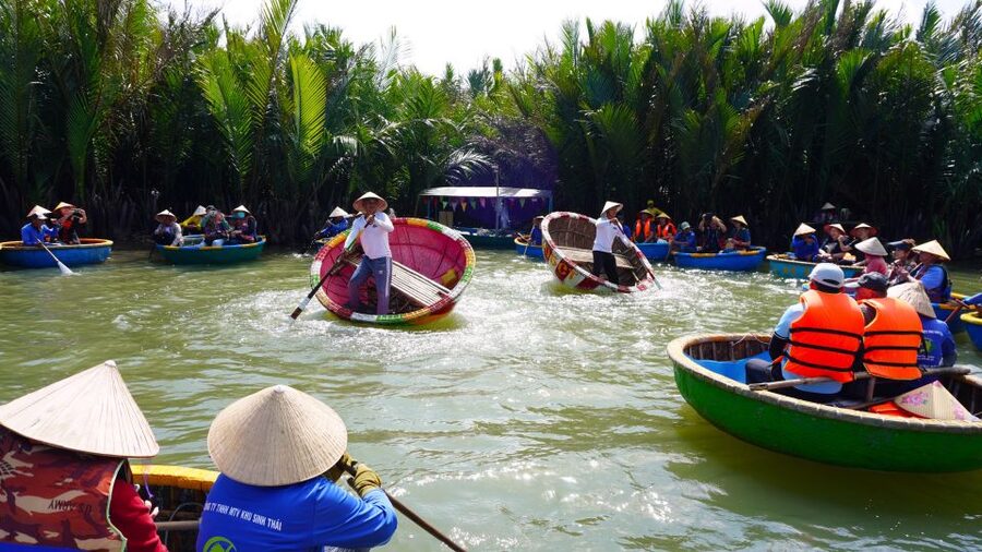 Basket Boat at Coconut Village, Kitchen Show and Big Lunch - From Hoi An to the Coconut Village waterways