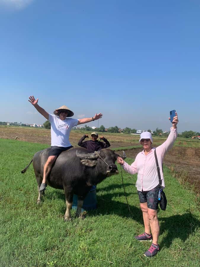 BUFFALO RIDING -BASKET BOAT & BIKE TOUR-HOI AN - Making a lantern in Hoi An