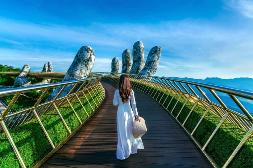 Da Nang: Golden Bridge, Marble Mt, Am Phu Cave & Lady Buddha - Marble Mountains and the stonework around Hon Thuy Son