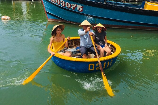 Eco Basket Boat By Bicycle and Vietnamese Set Menu - Rung Dua Bay Mau and the round bamboo boat