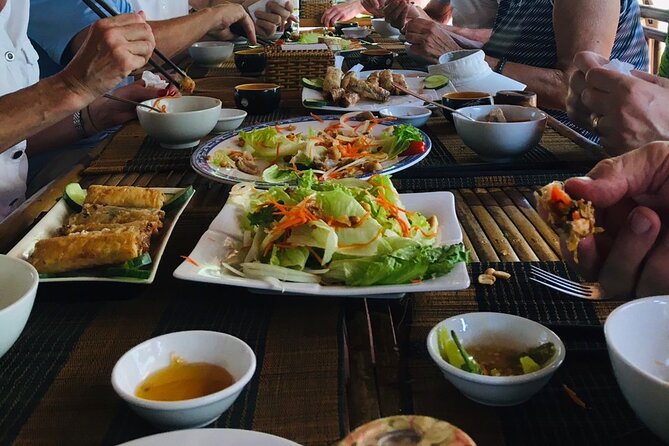 Eco Basket Boat By Bicycle and Vietnamese Set Menu - Trying net fishing instead of only watching