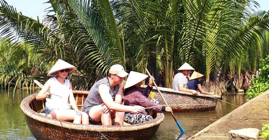 Experience Bamboo Basket Boat on Coconut village w Locals - The spinning boat show and karaoke question