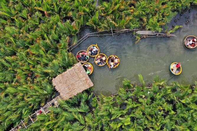 Experience Local Market and Boat Ride with Cooking Class - A bamboo basket boat through the palm-lined water