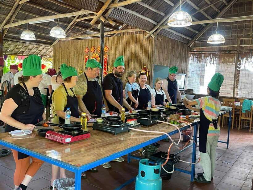 Hoi An: Cooking Class, Crab Fishing-Basket Boat, Market Tour - Cruising Cam Thanh in a round bamboo boat