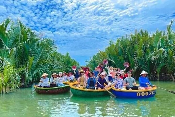 Hoi An Countryside - Buffalo Riding - Basket Boat Rowing - Entering Bay Mau Coconut Forest by basket boat