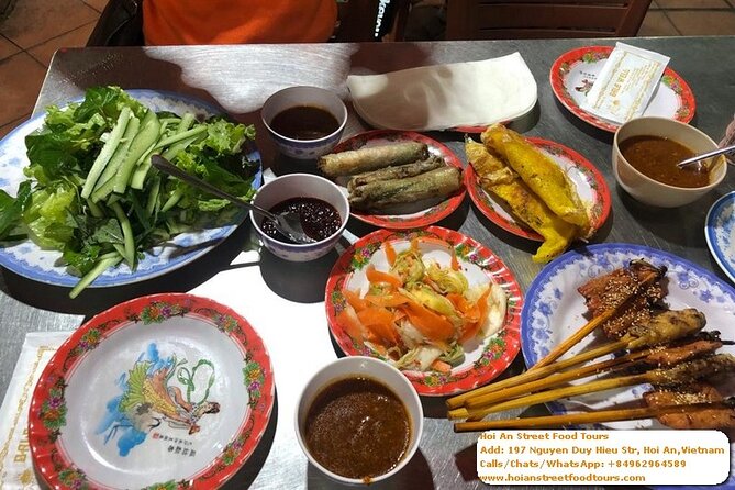 Hoi An Street Walking Food Tours - White rose, spring rolls, and Banh My