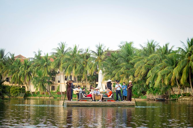 Romantic Dinning On The Bamboo Raft - Leaving Hoi An Ancient Town by basket boat