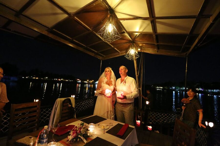 Romantic Sunset Dinner Cruise in Hoi An - Dinner with prawns, fish, and squid