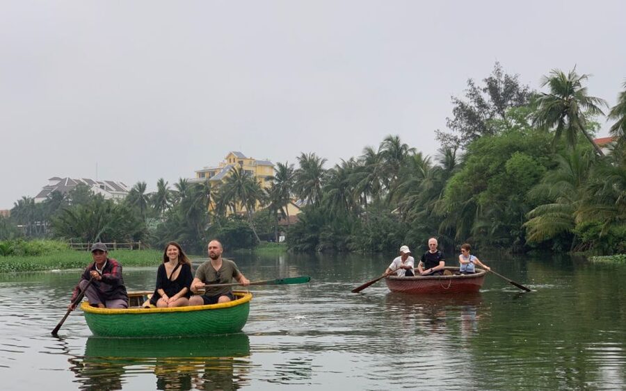 Tranquil Basket Boat Ride at Water Coconut Forest - Settling into a traditional basket boat