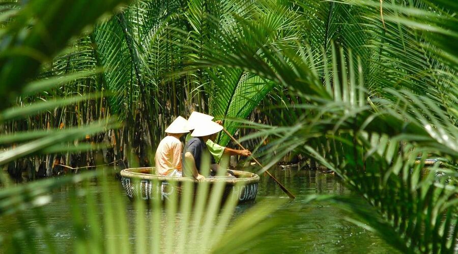 Tranquil Basket Boat Ride at Water Coconut Forest - Seeing village life from the water