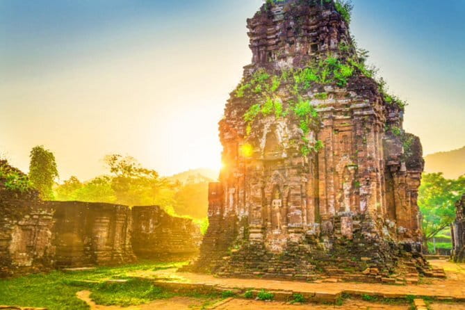 WAR TRAILS TOUR to KY ANH TUNNELS & CHAM RUINED SANCTUARY - Chien Dan Cham Towers at midday